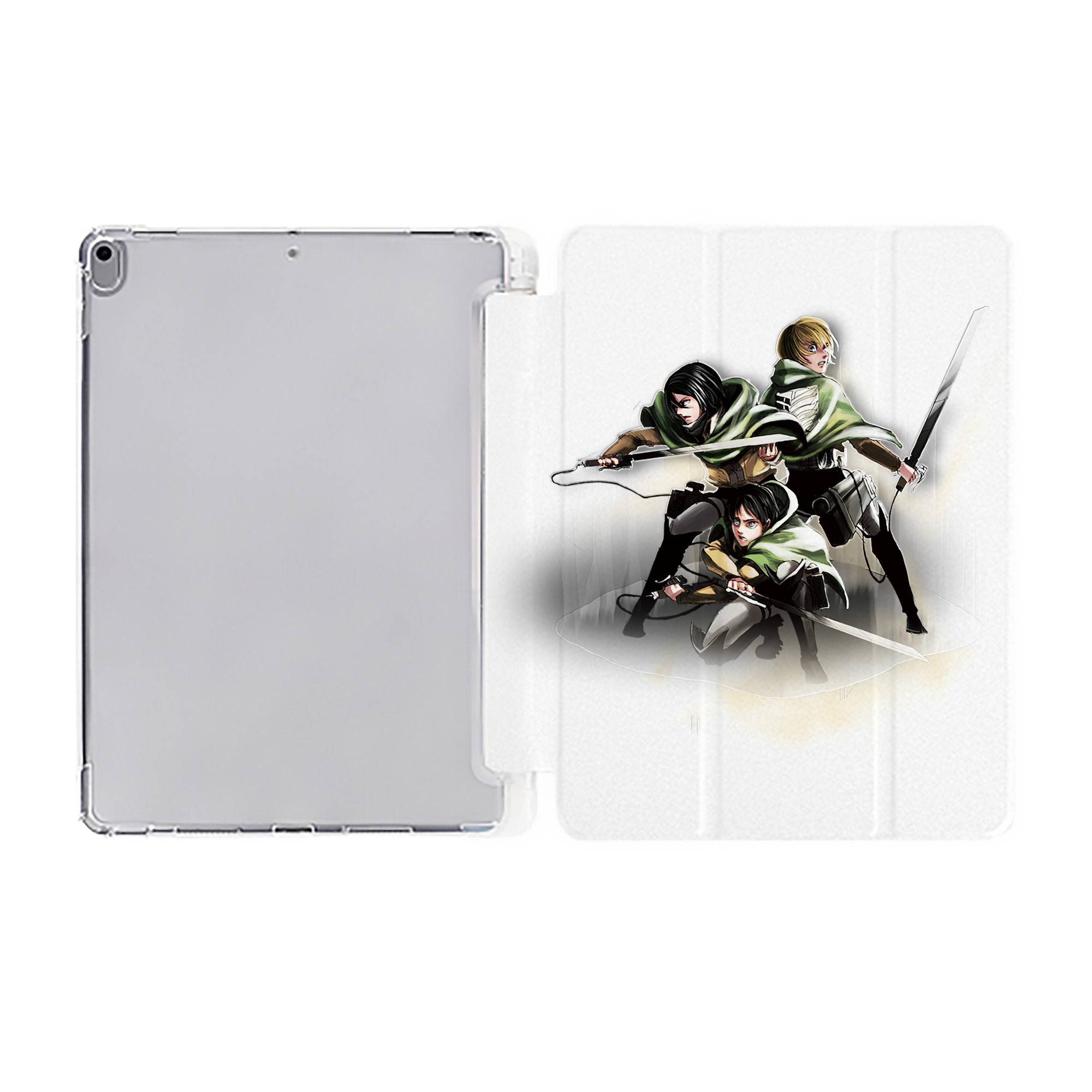 （画像用） 進撃の巨人 Attack on Titan IPad ケース ペン収納付き 三つ折りスタンド PUレザー×シリコン 対応機種9.5/10.5/10.9インチ